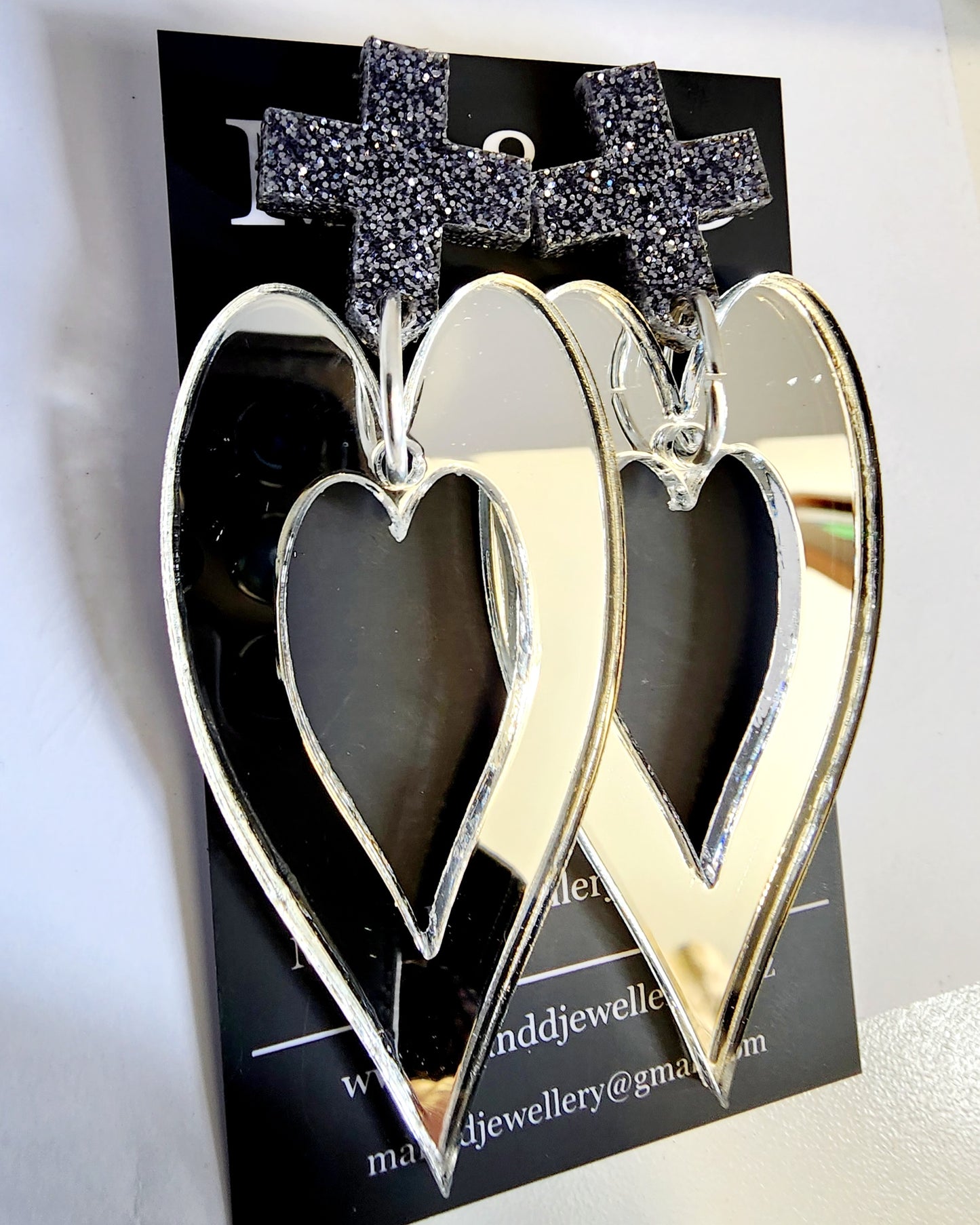 Royal Heart Long Stud Dangle Earrings