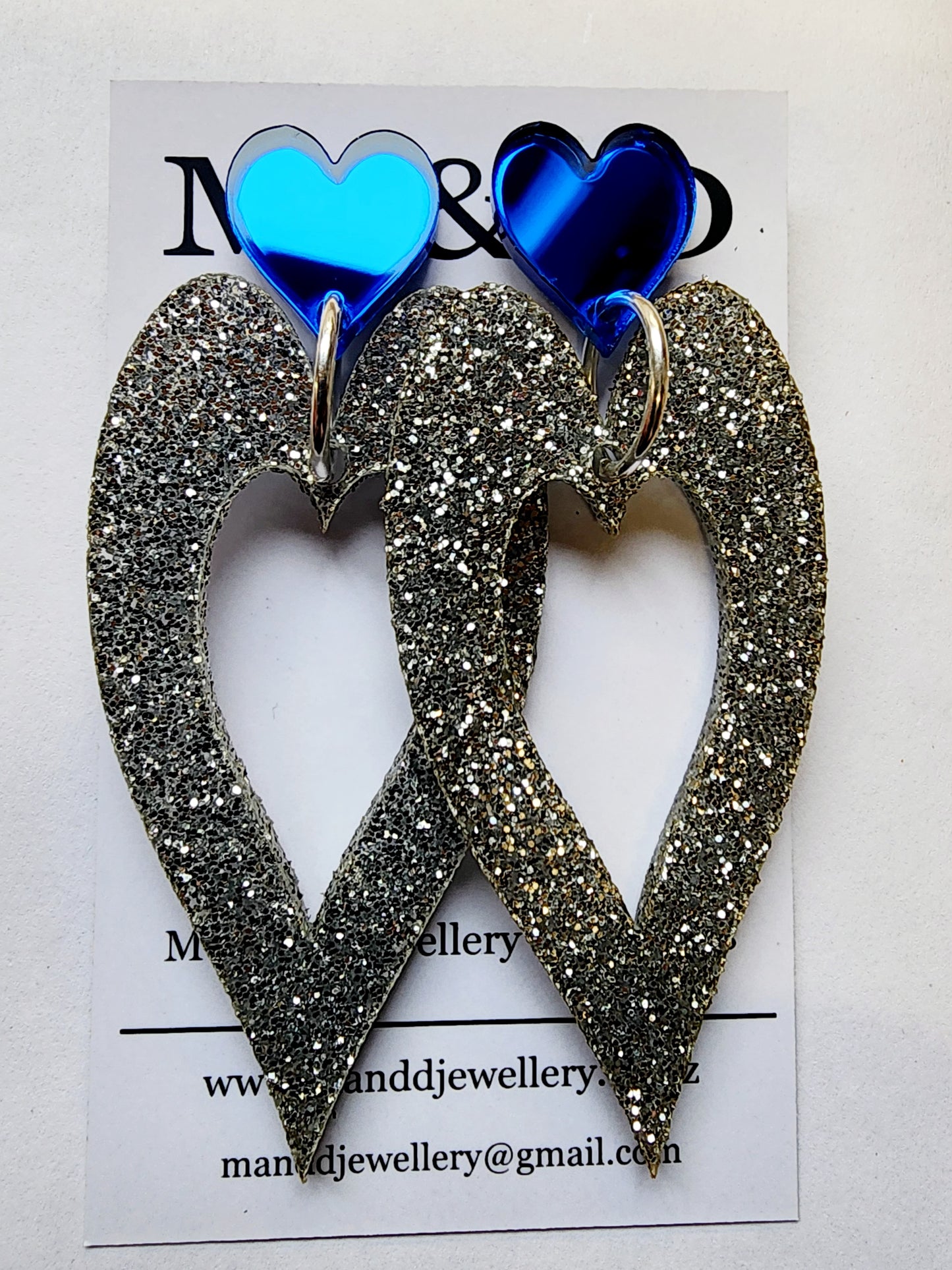 Royal Heart Long Stud Dangle Earrings