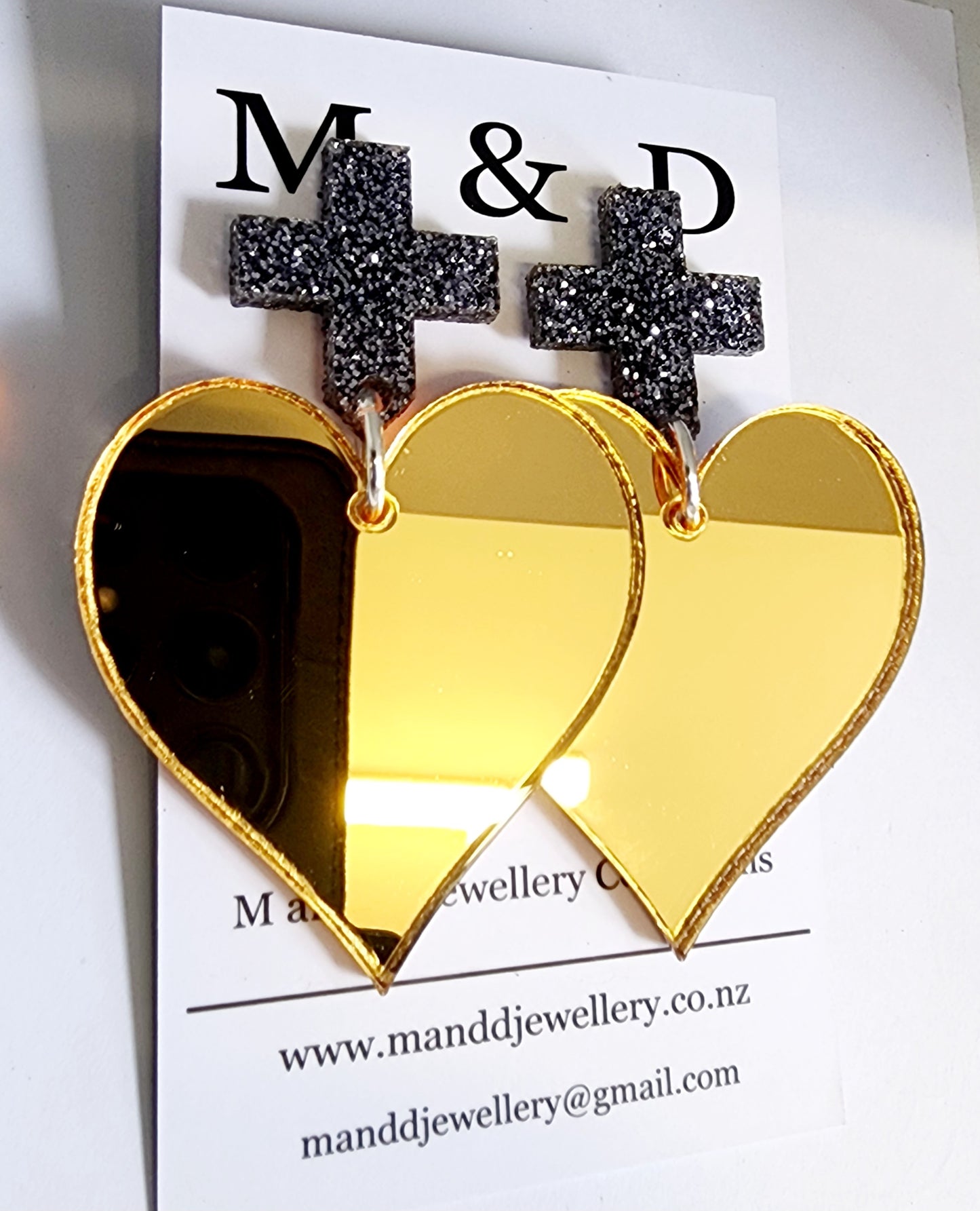 Royal Heart Stud Dangle Earrings