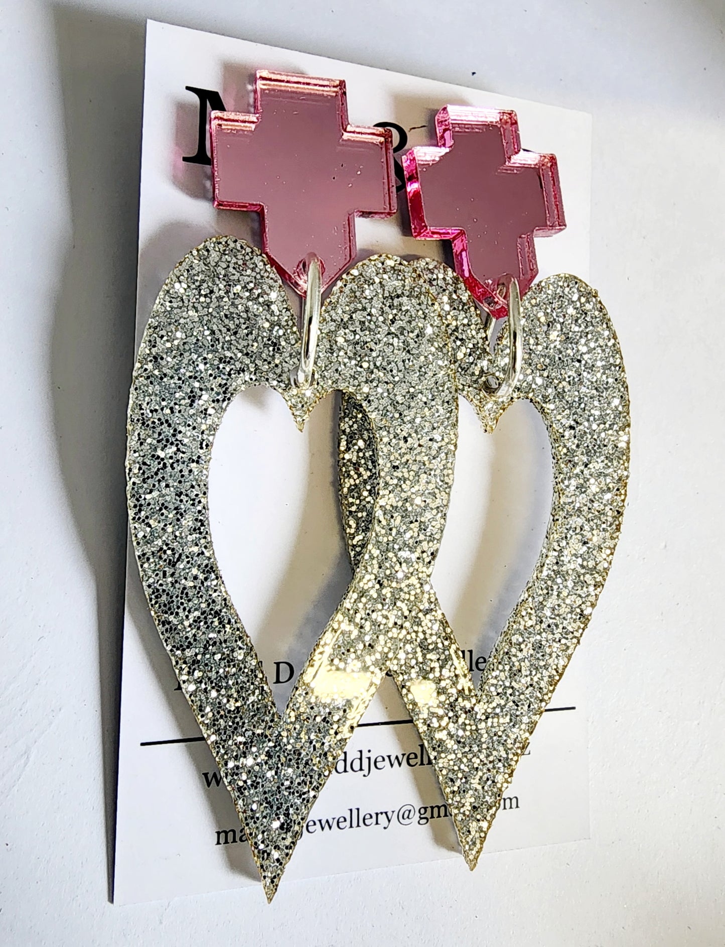 Royal Heart Long Stud Dangle Earrings