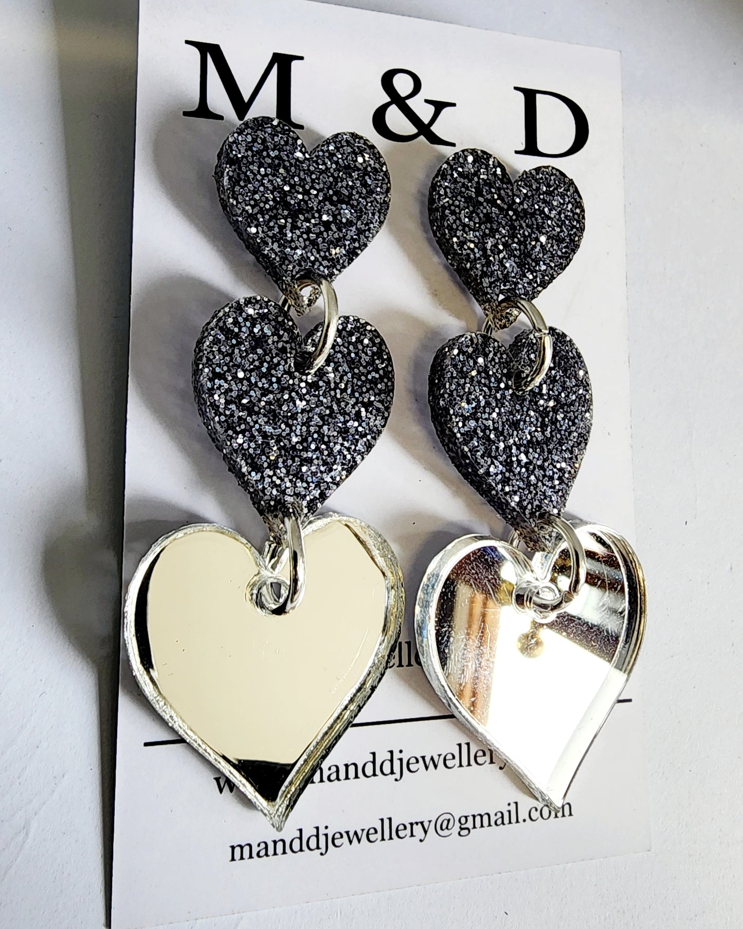 Royal Heart Long Stud Dangle Earrings