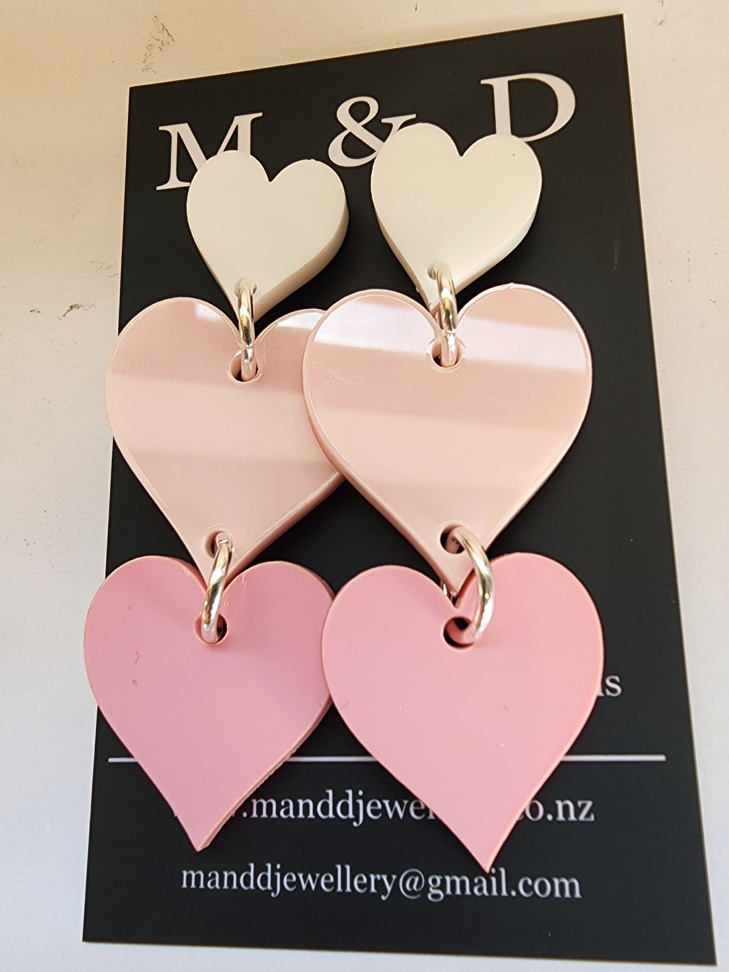 Trailing Hearts Stud Dangle Earrings