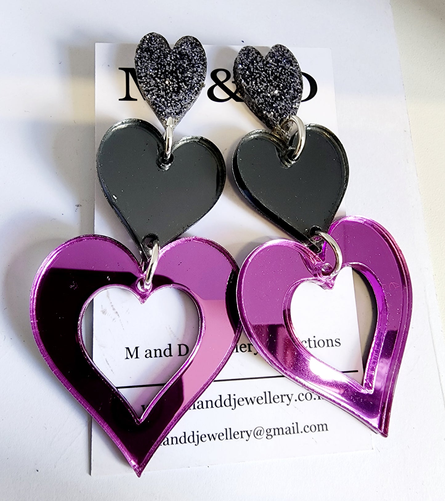 Trailing Hearts Stud Dangle Earrings