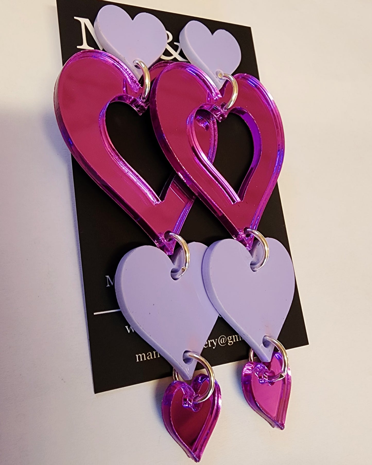 Trailing Hearts Stud Dangle Earrings