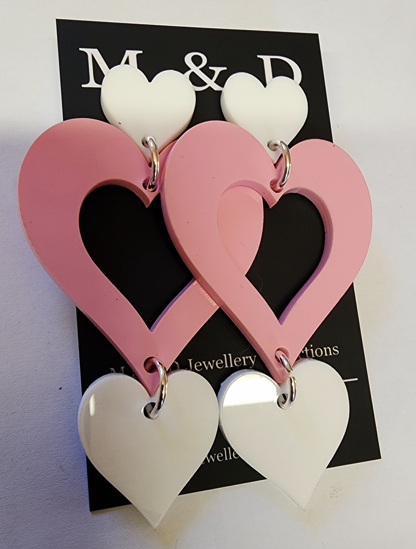 Trailing Hearts Stud Dangle Earrings