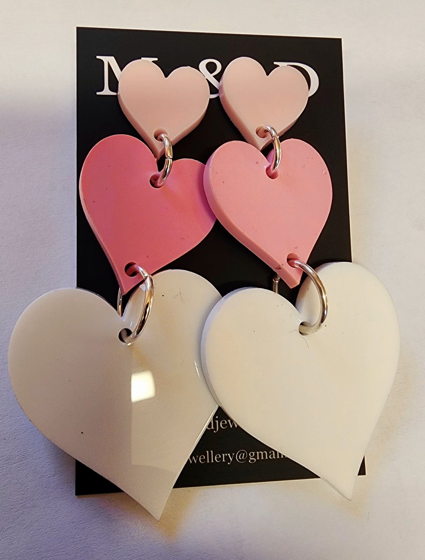 Trailing Hearts Stud Dangle Earrings