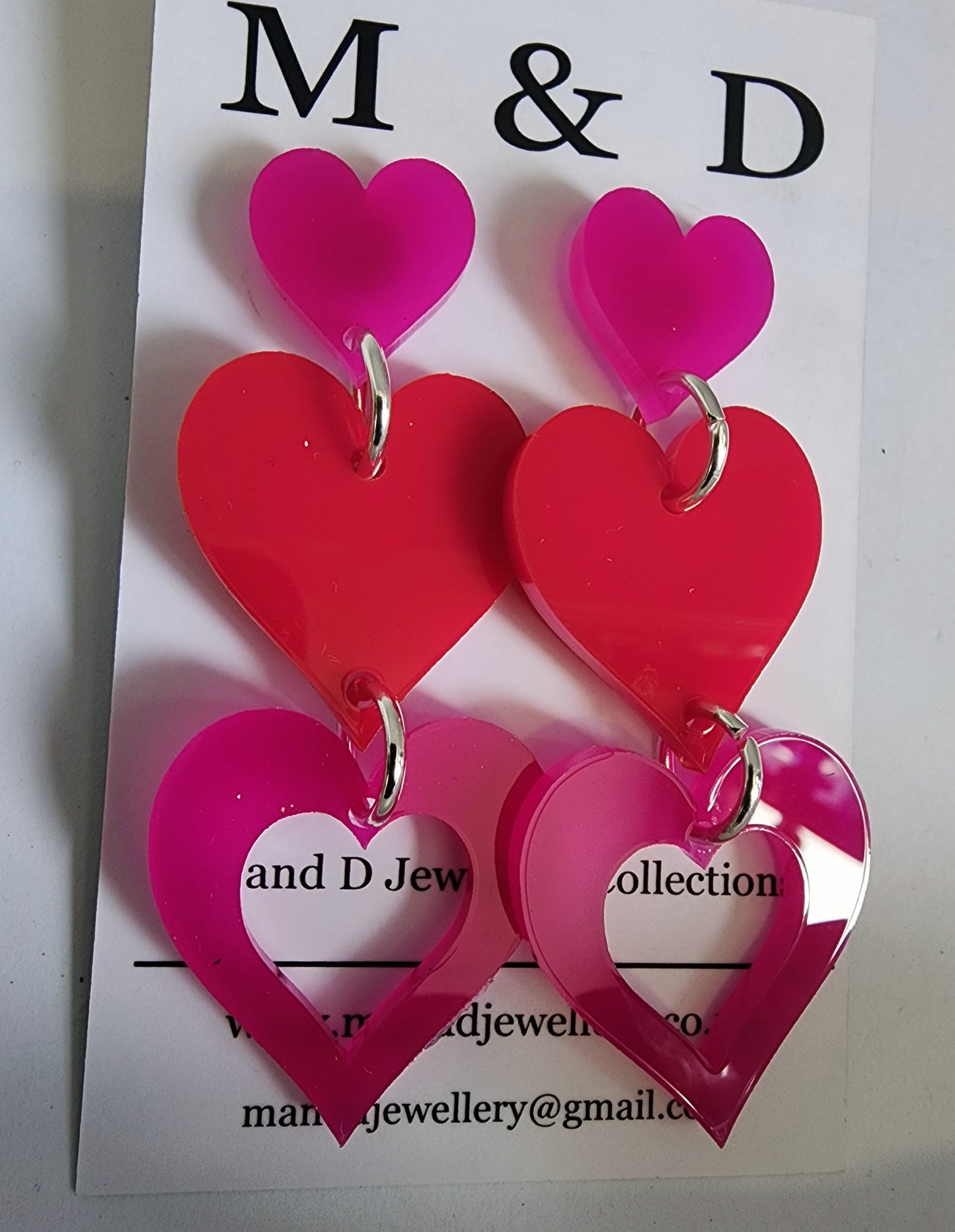 Heart Heart Trio Stud Dangles Earrings