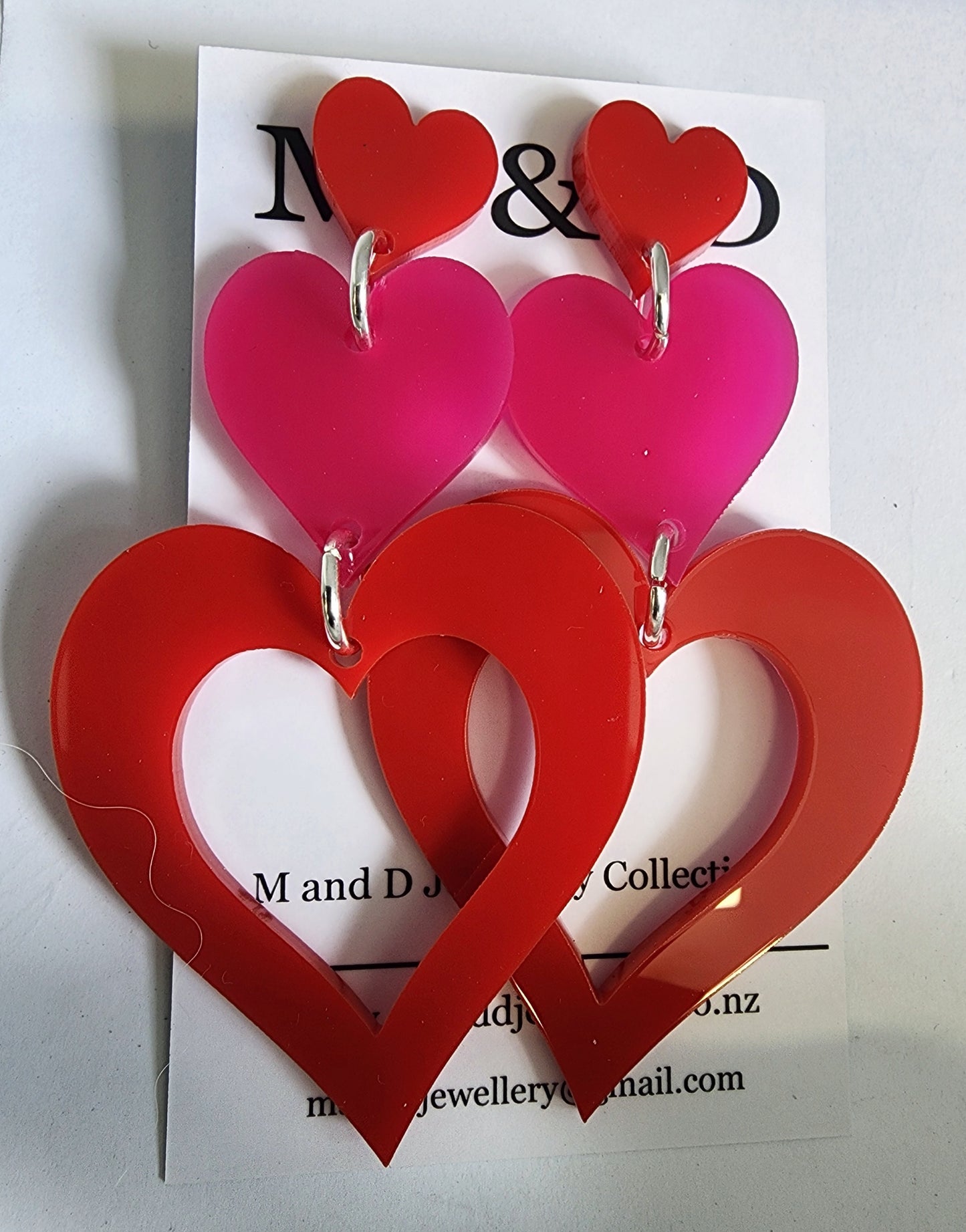 Heart Heart Trio Stud Dangles Earrings