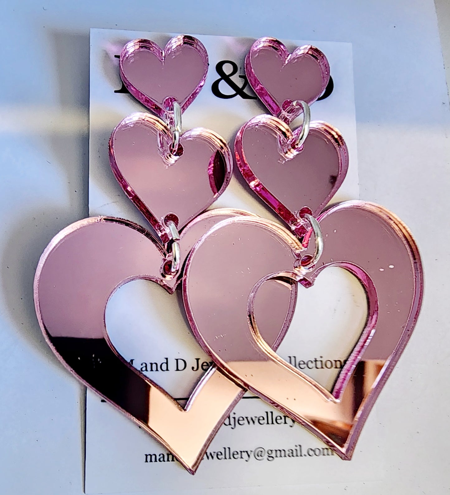 Trailing Hearts Stud Dangle Earrings