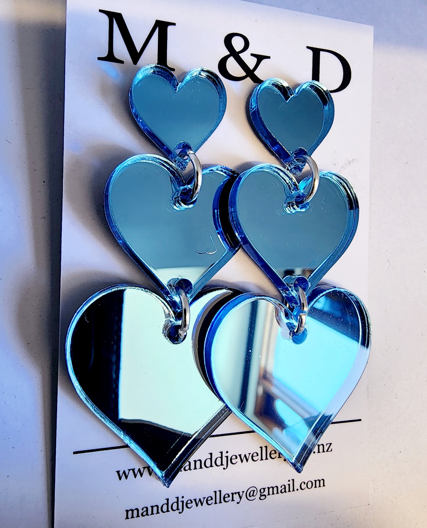 Trailing Hearts Stud Dangle Earrings