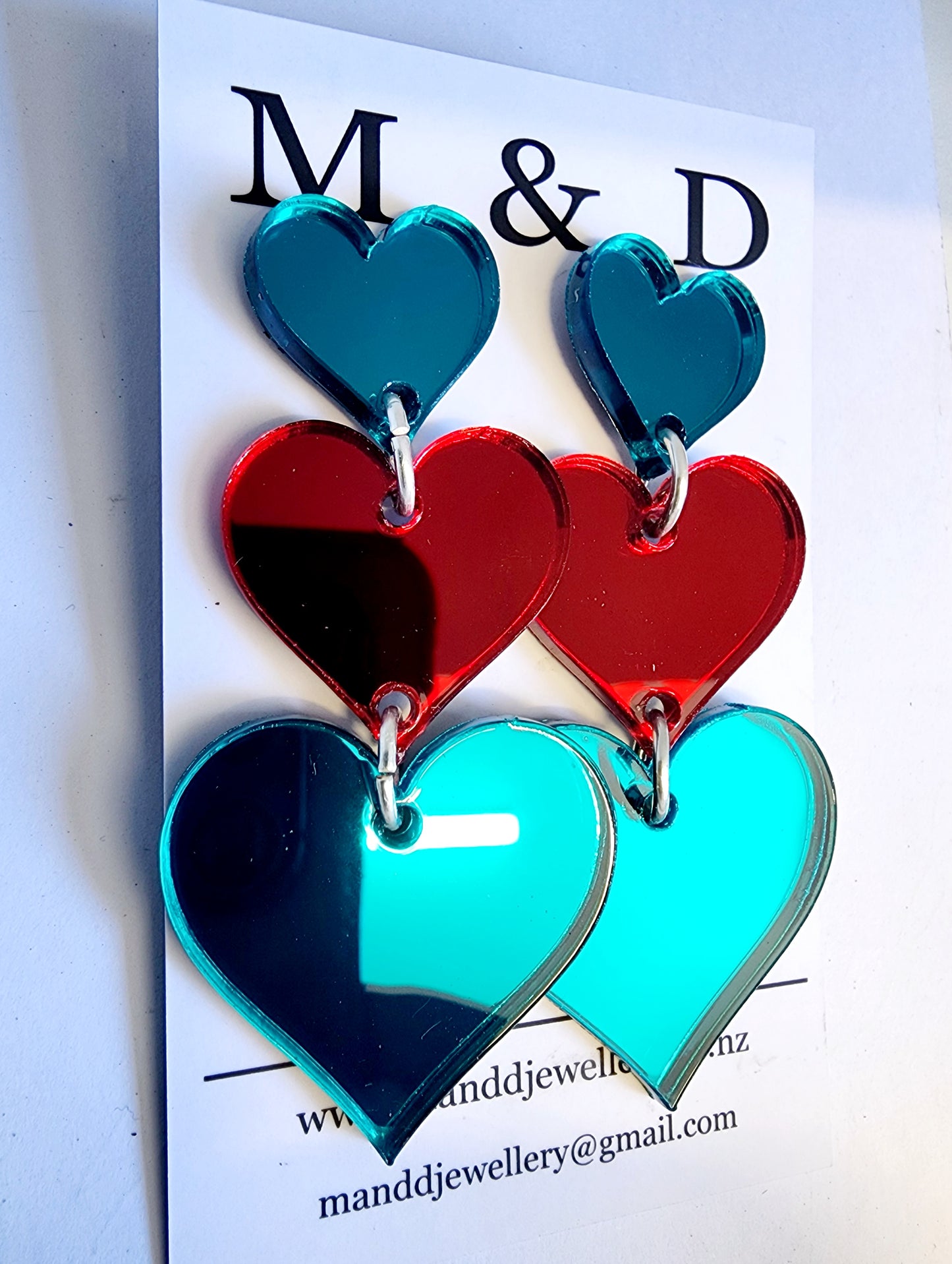 Trailing Hearts Stud Dangle Earrings