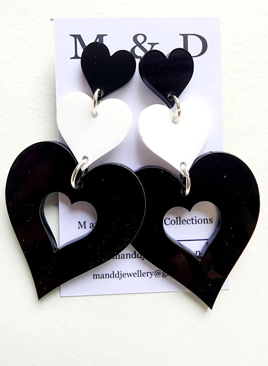 Heart Heart Trio Stud Dangles Earrings