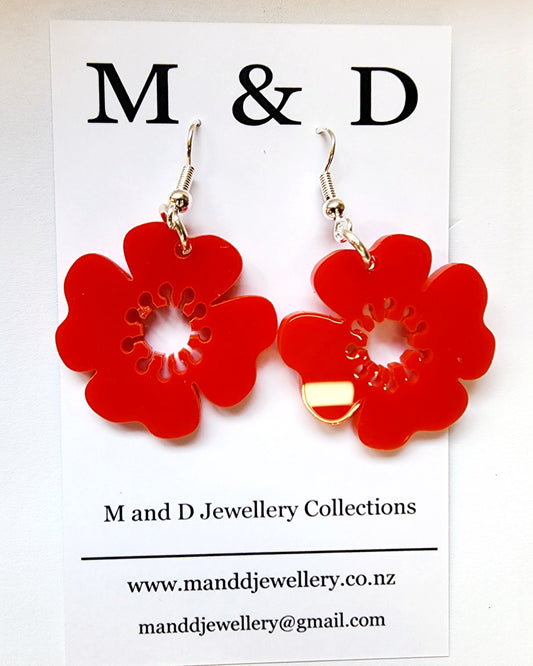 ANZAC Poppy Too Little dangles earrings