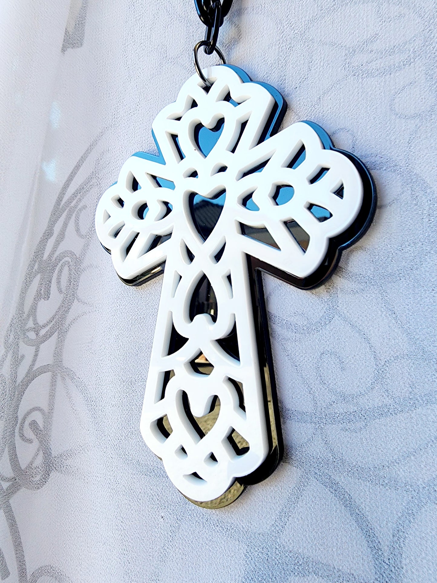 Ornate Heart Cross Necklace