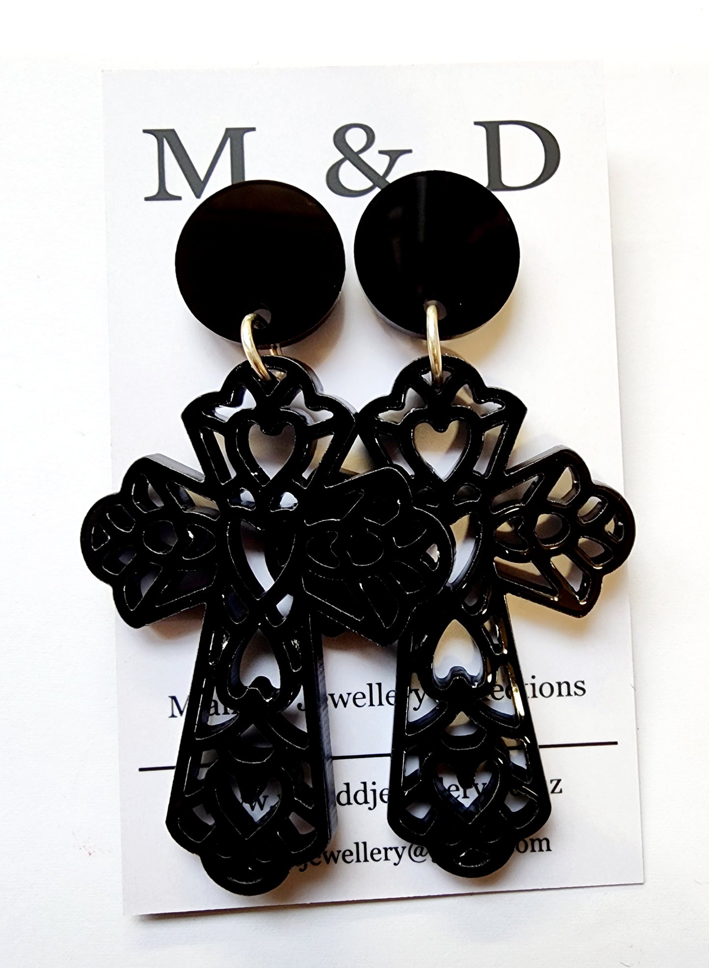 Ornate Cross Stud Dangle Earrings