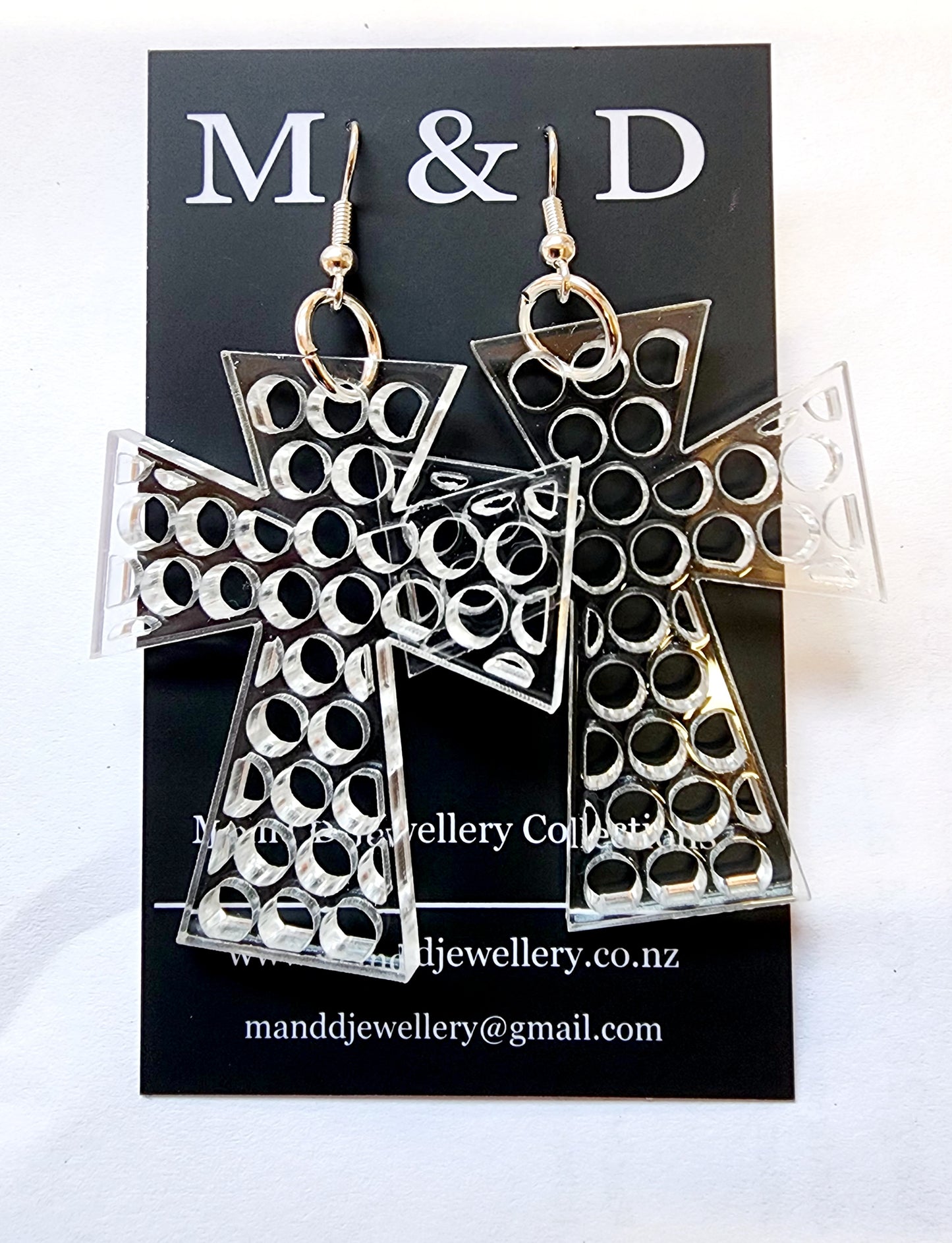 Holey Angel Cross Dangle Earrings