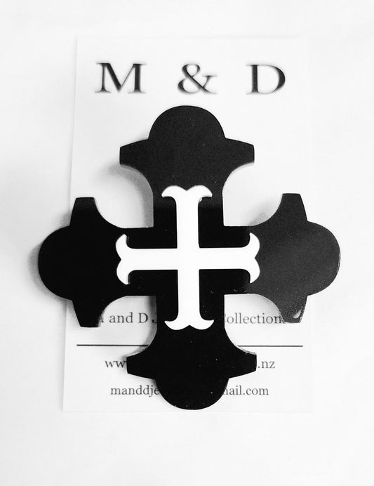 Brooch Large Botonee Cross with small Bar Layer.