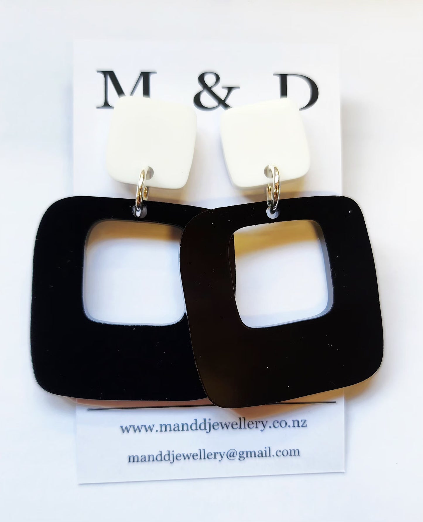 Wonky Offset Square Stud Dangle Earrings