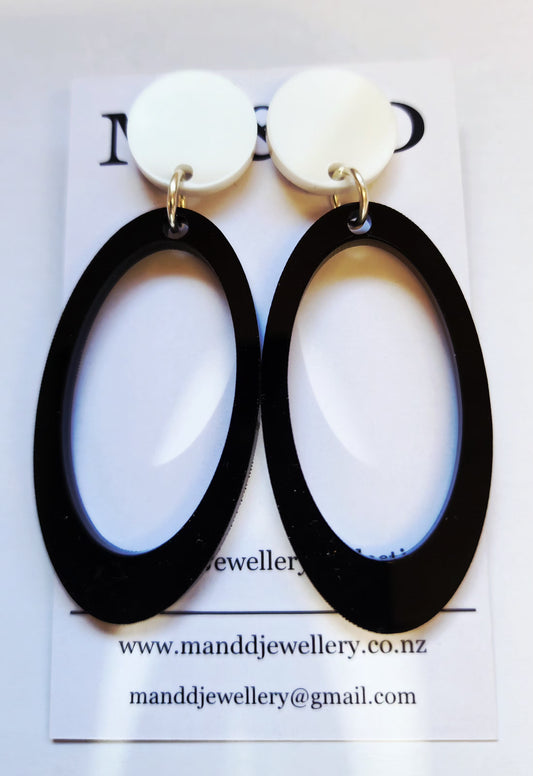 Oval Skinny Stud Dangle Earrings