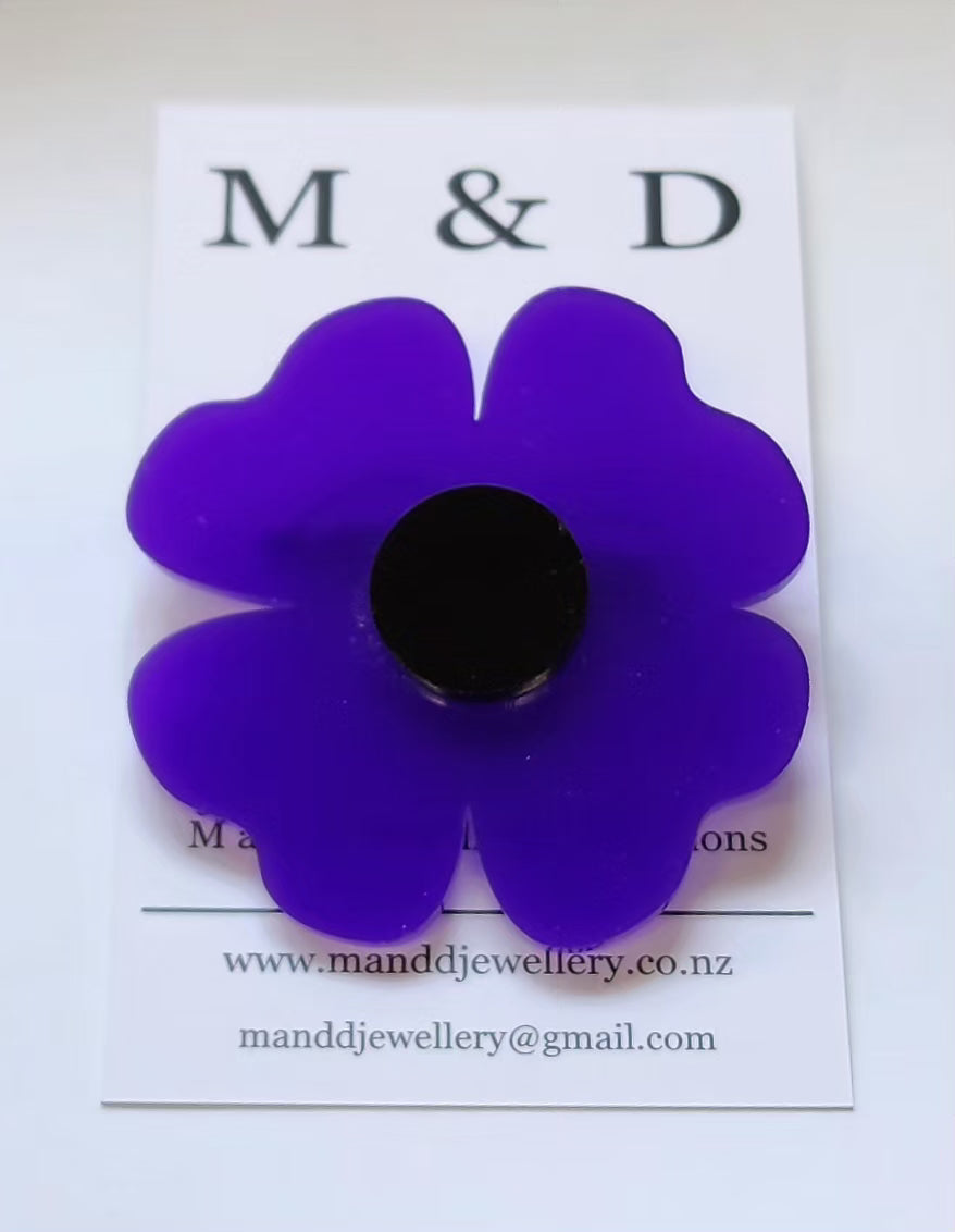 Anzac Poppy Traditional Small Brooch