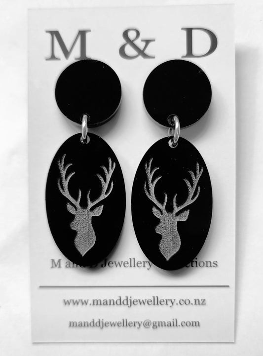 Stag Stud Little Dangles Engraved