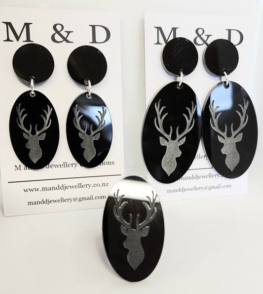 Stag Stud Little Dangles Engraved