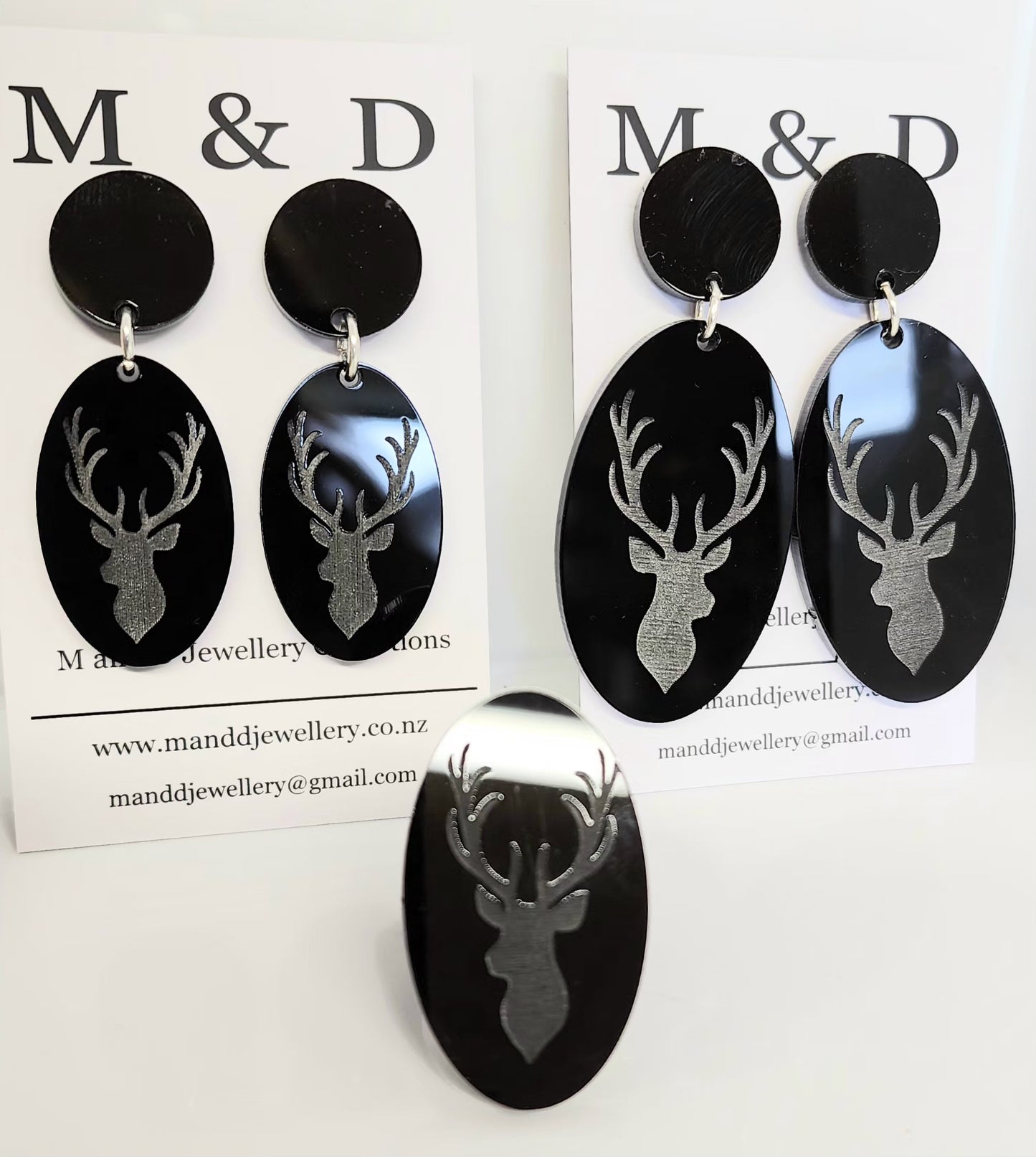 Stag Stud Dangles Engraved