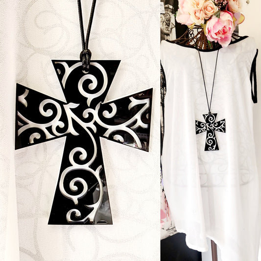 Scrolls Cross Statement Necklace