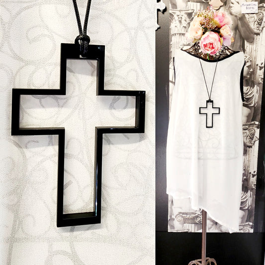 Cross Frame Statement Necklace