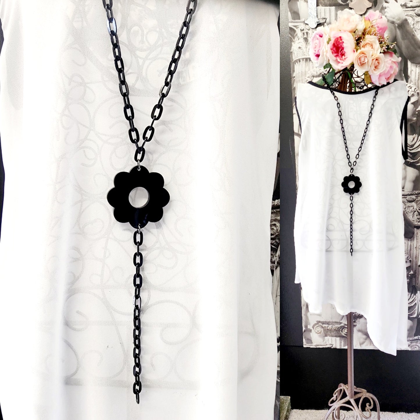 Chained Tail Flower Power Statement Necklace