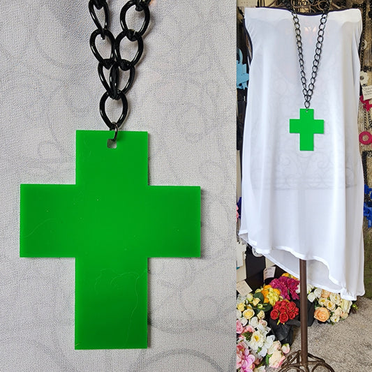 Chained Chunky Short Cross Statement Necklace