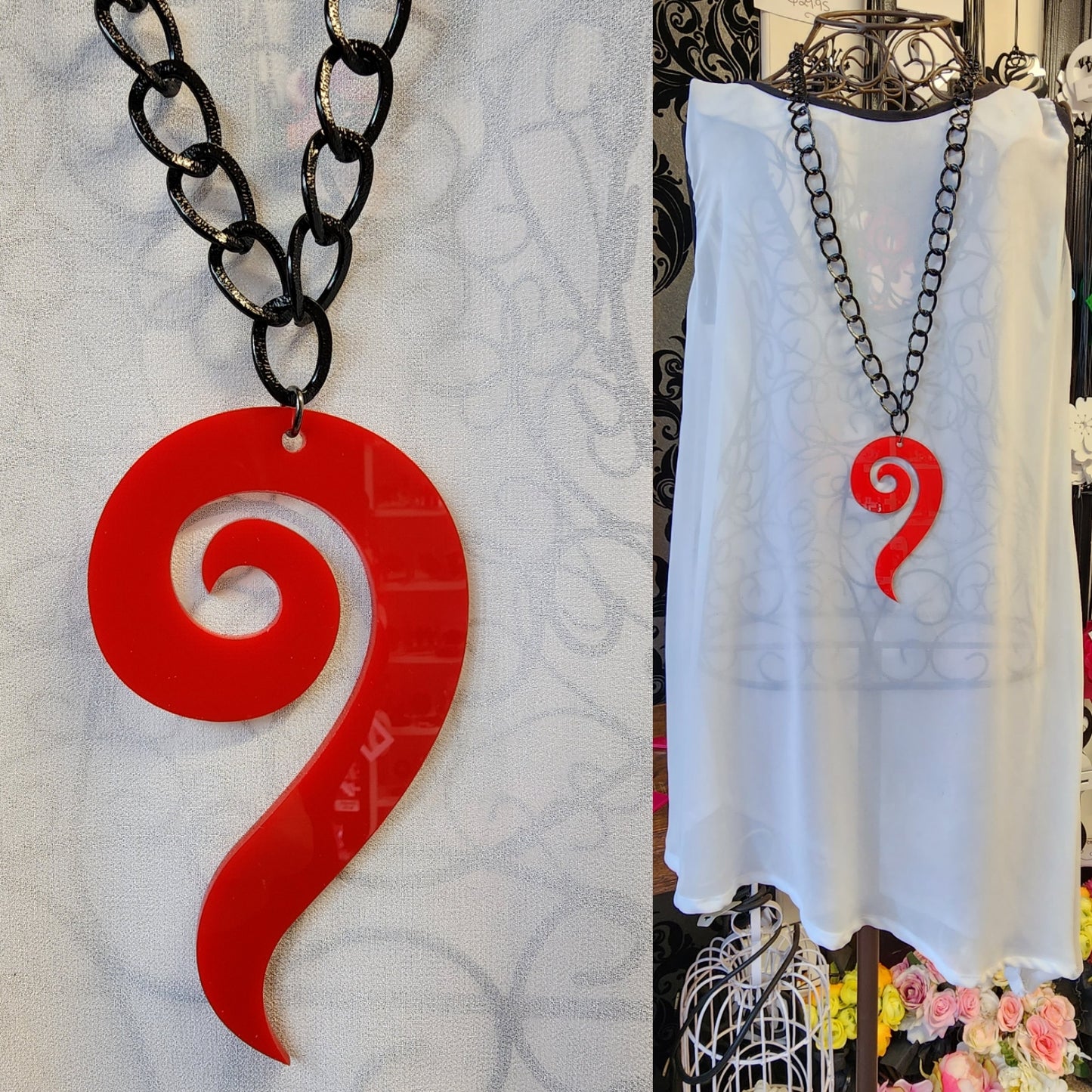 Chained Long Spiral Statement Necklace