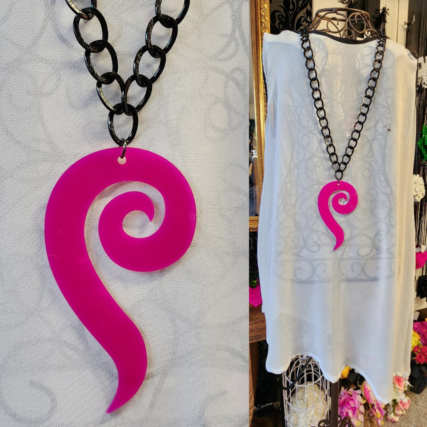 Chained Long Spiral Statement Necklace