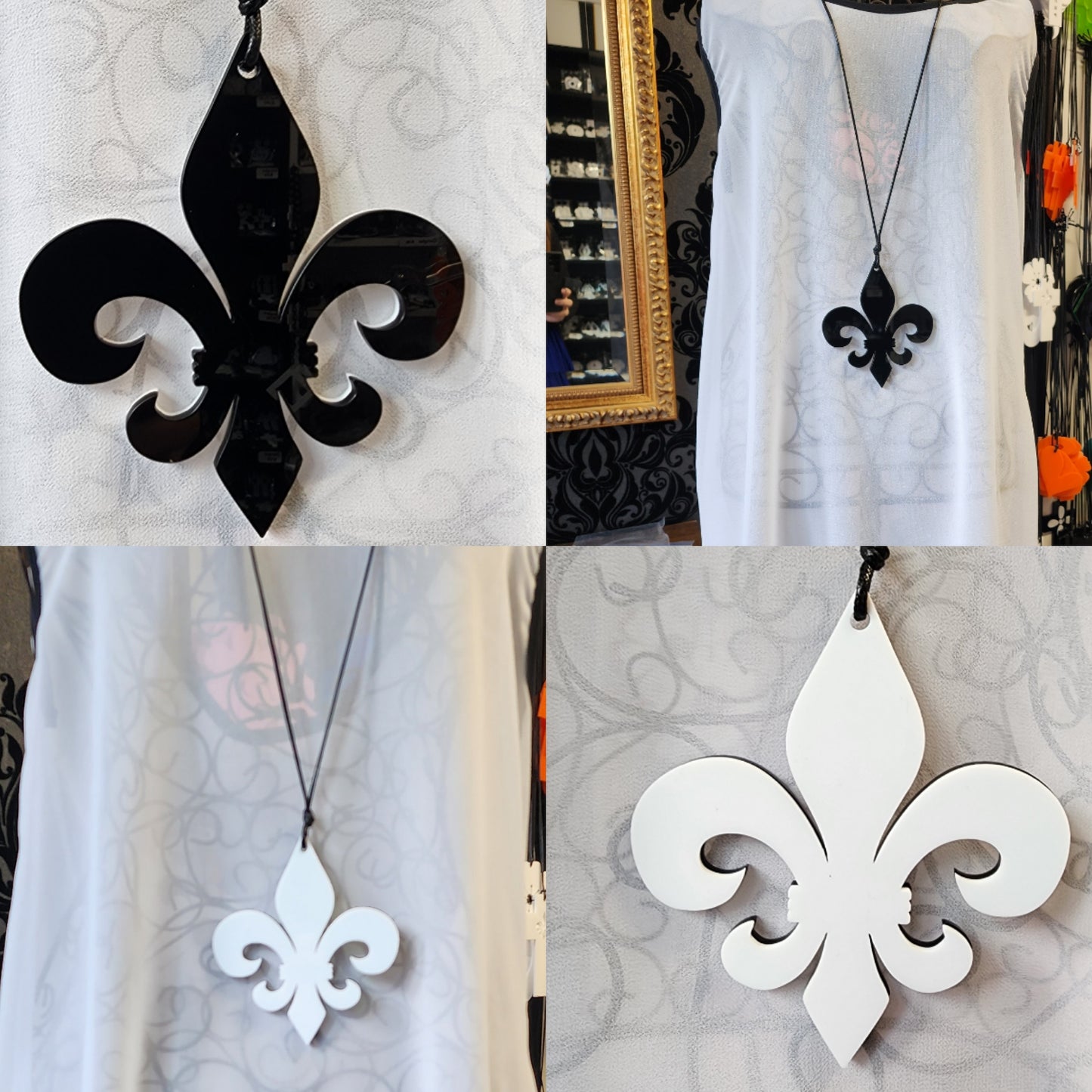 Reversible Fleur De Lis Statement Necklace 6mm