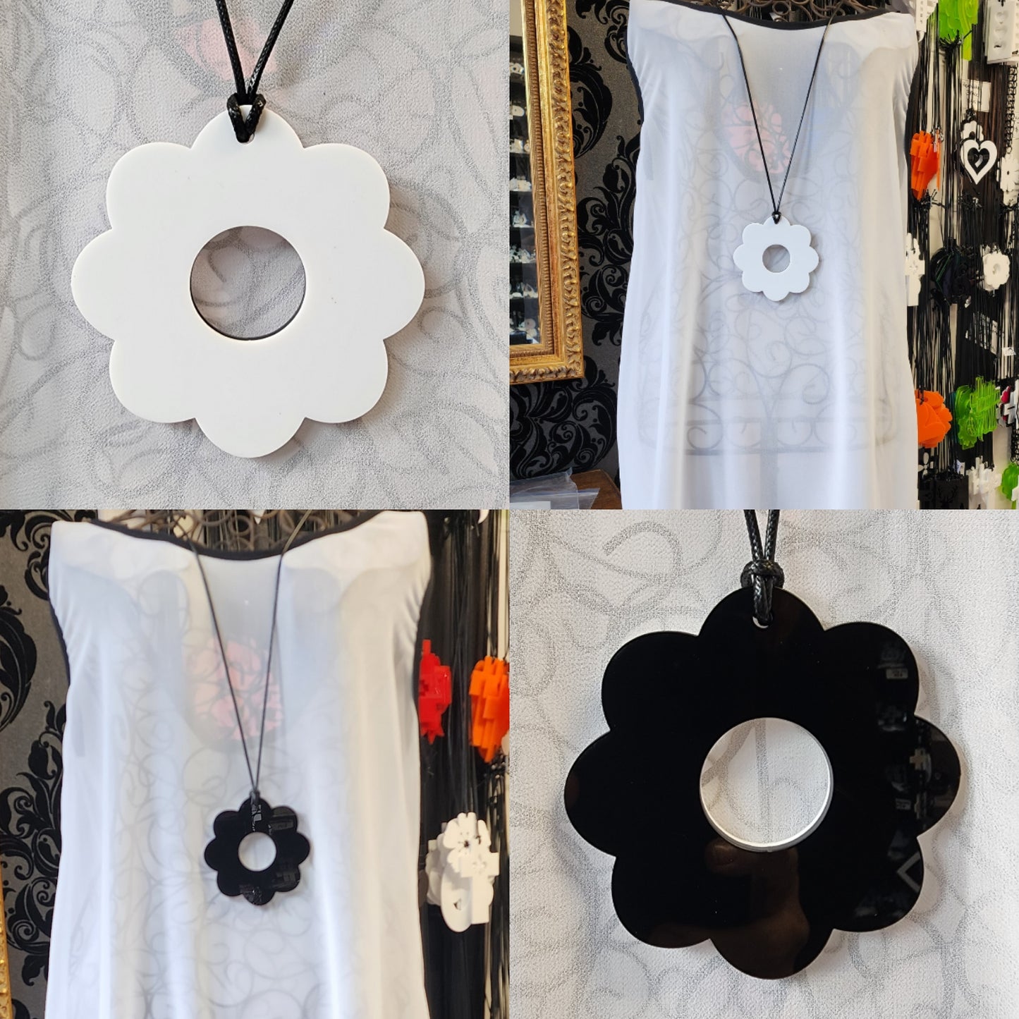 Reversible Flower Power Statement Necklace