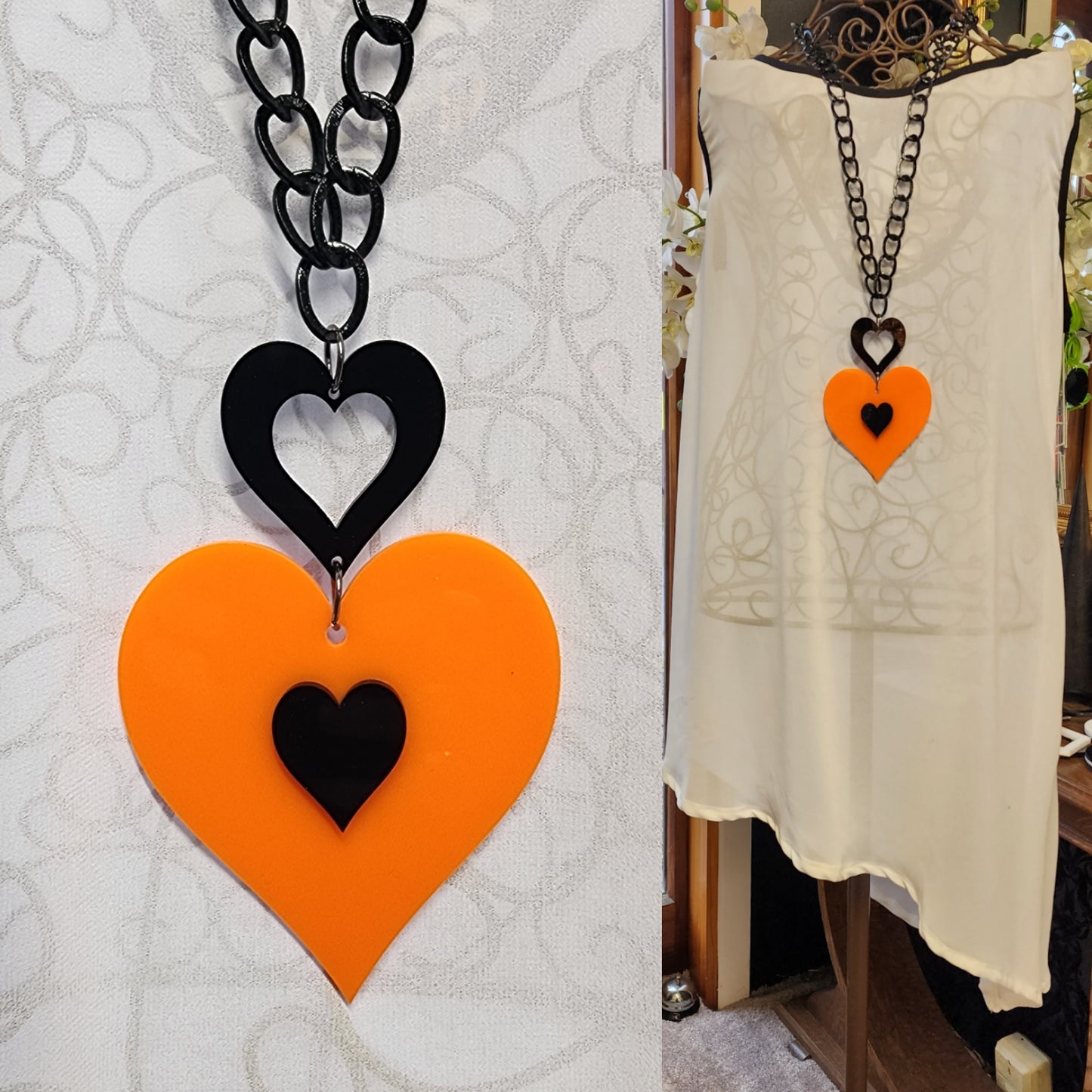 Chained Hearty Heart 3 piece Statement Necklace