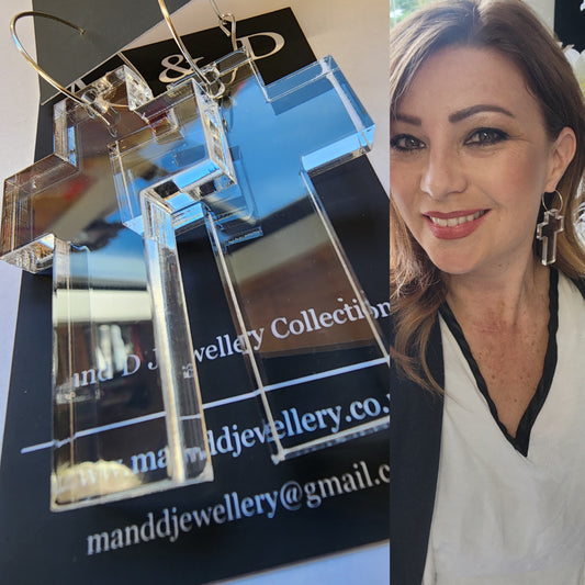 Hooped Solid Cross Earrings 6mm thick