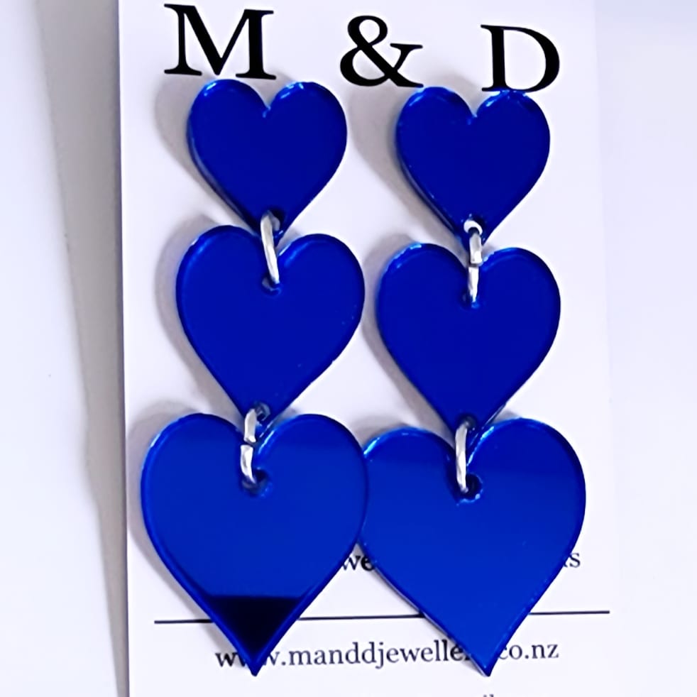 Trailing Hearts Stud Dangle Earrings