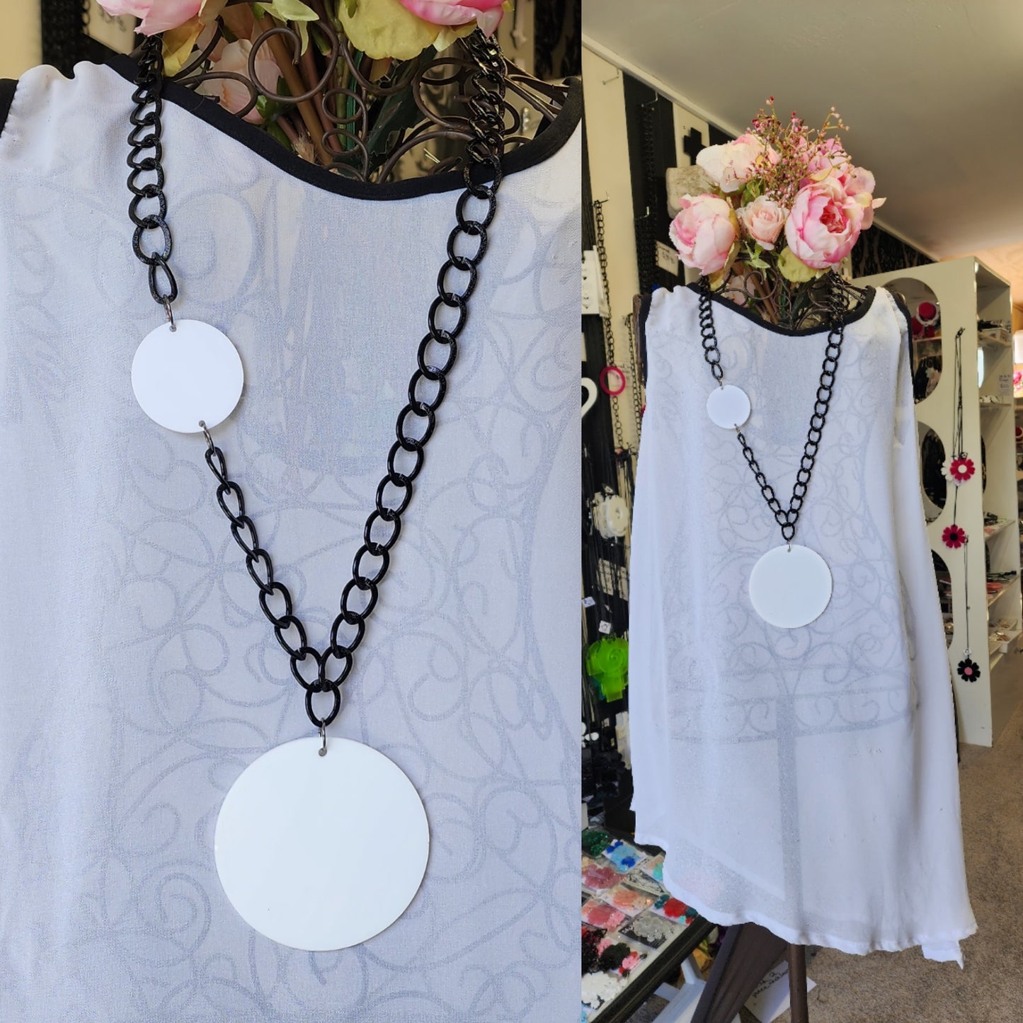 Chained Statement Necklace Circles  ChC