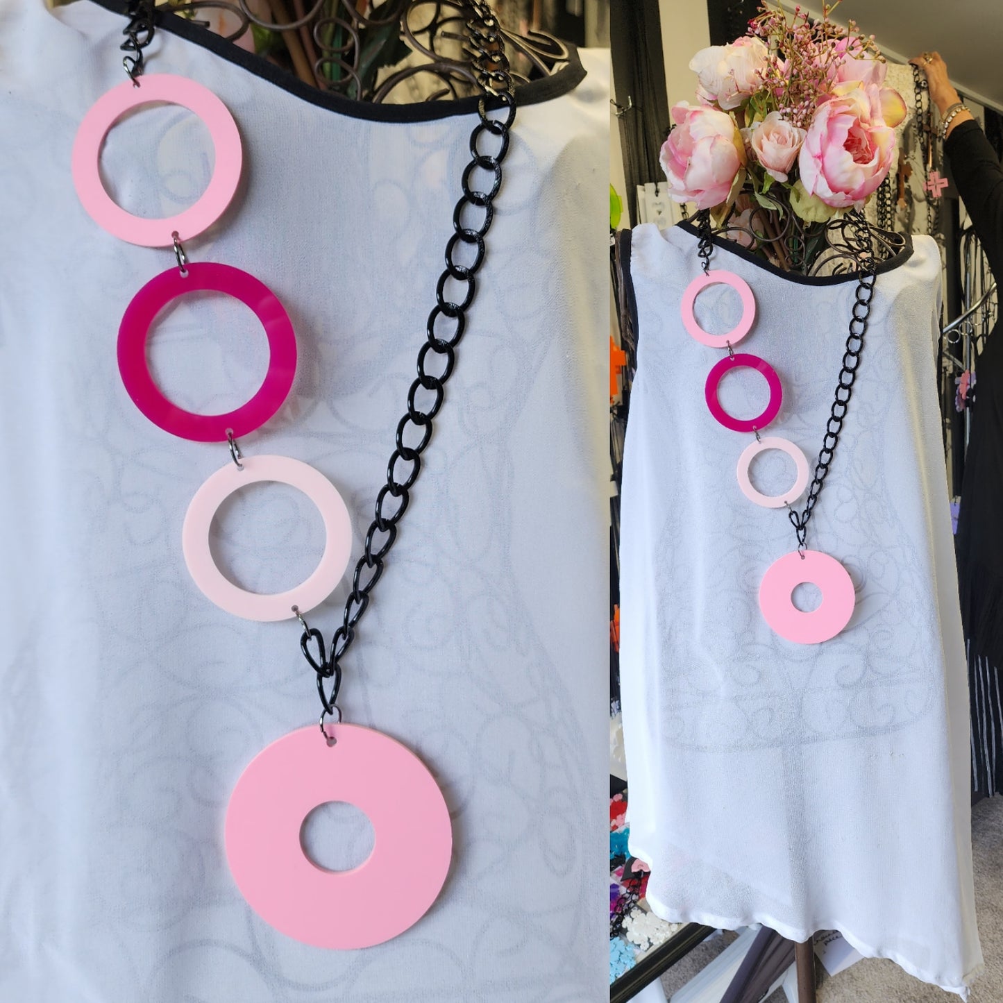 Lariat Circles Statement Necklace