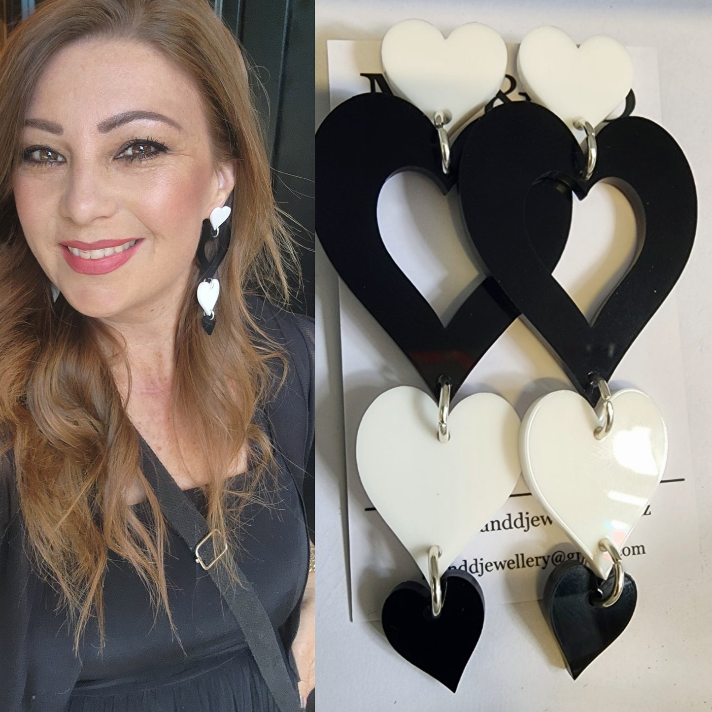 Trailing Hearts Stud Dangle Earrings