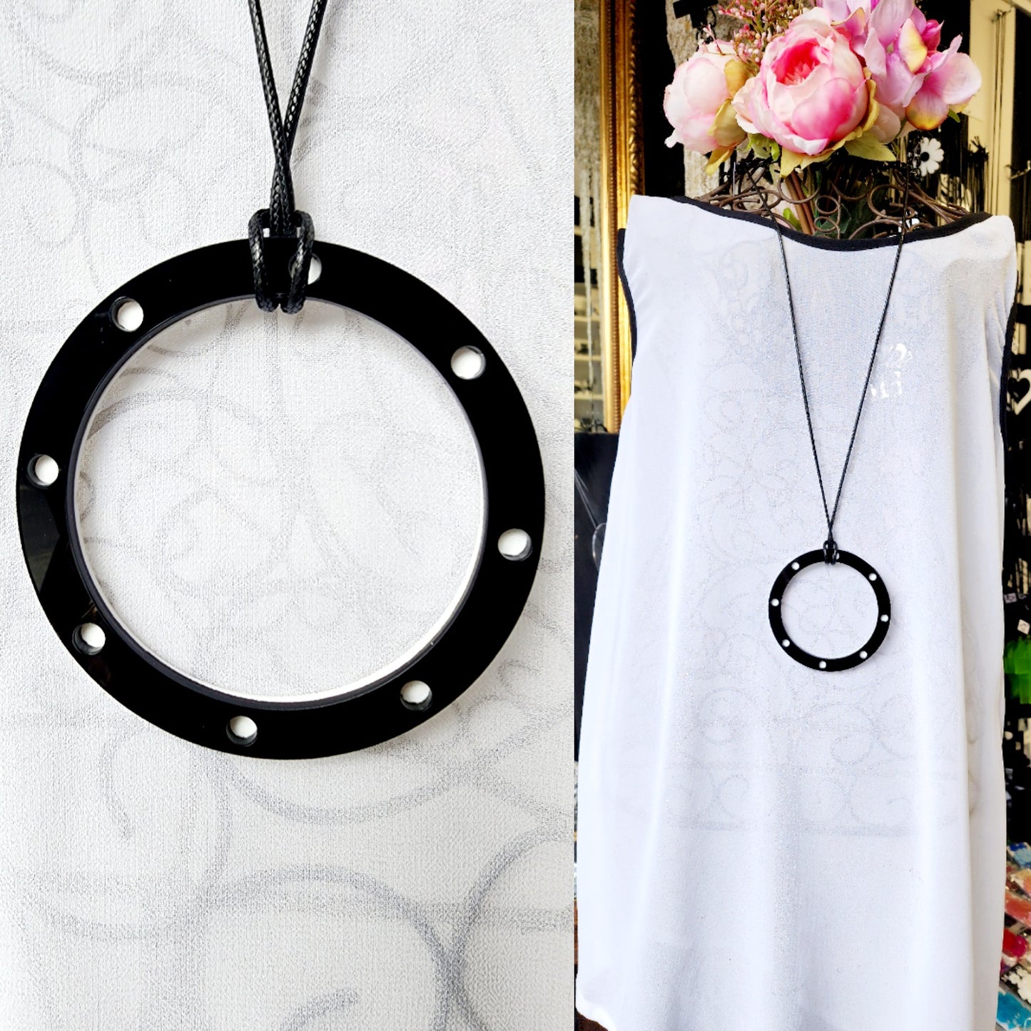 Circle Statement Necklace with Spots