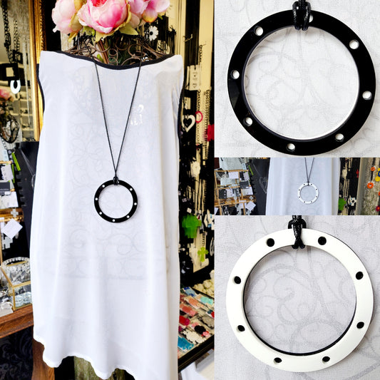 Circle Statement Necklace with Spots