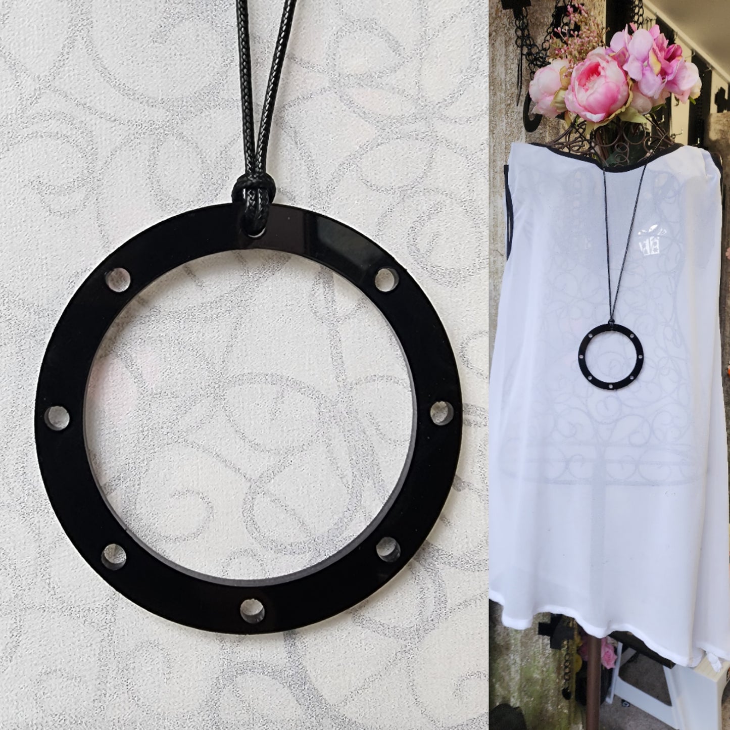 Circle Statement Necklace with Spots