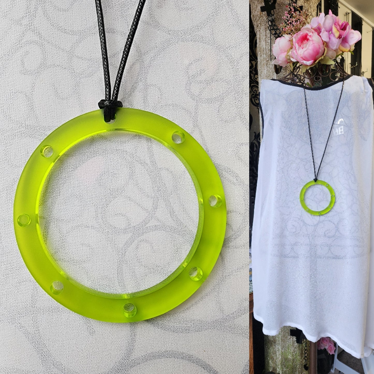 Circle Statement Necklace with Spots