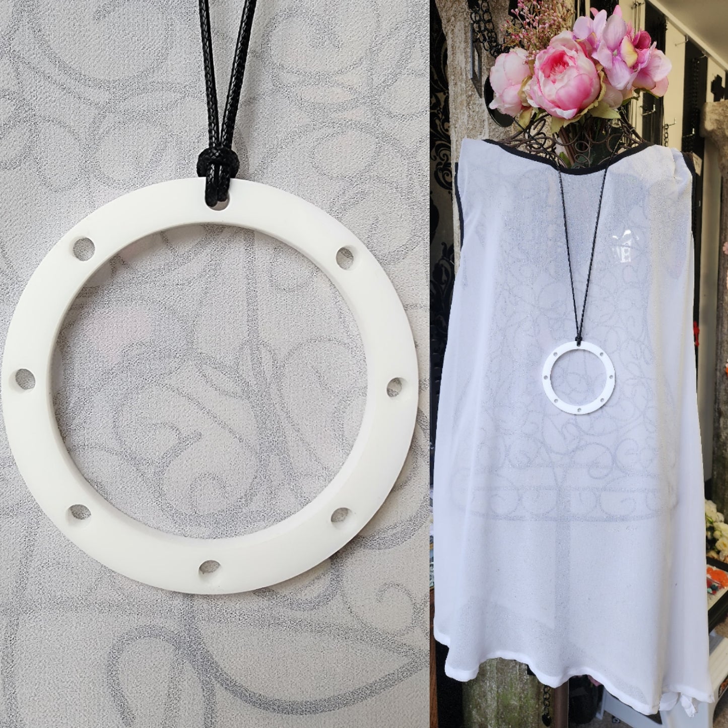 Circle Statement Necklace with Spots