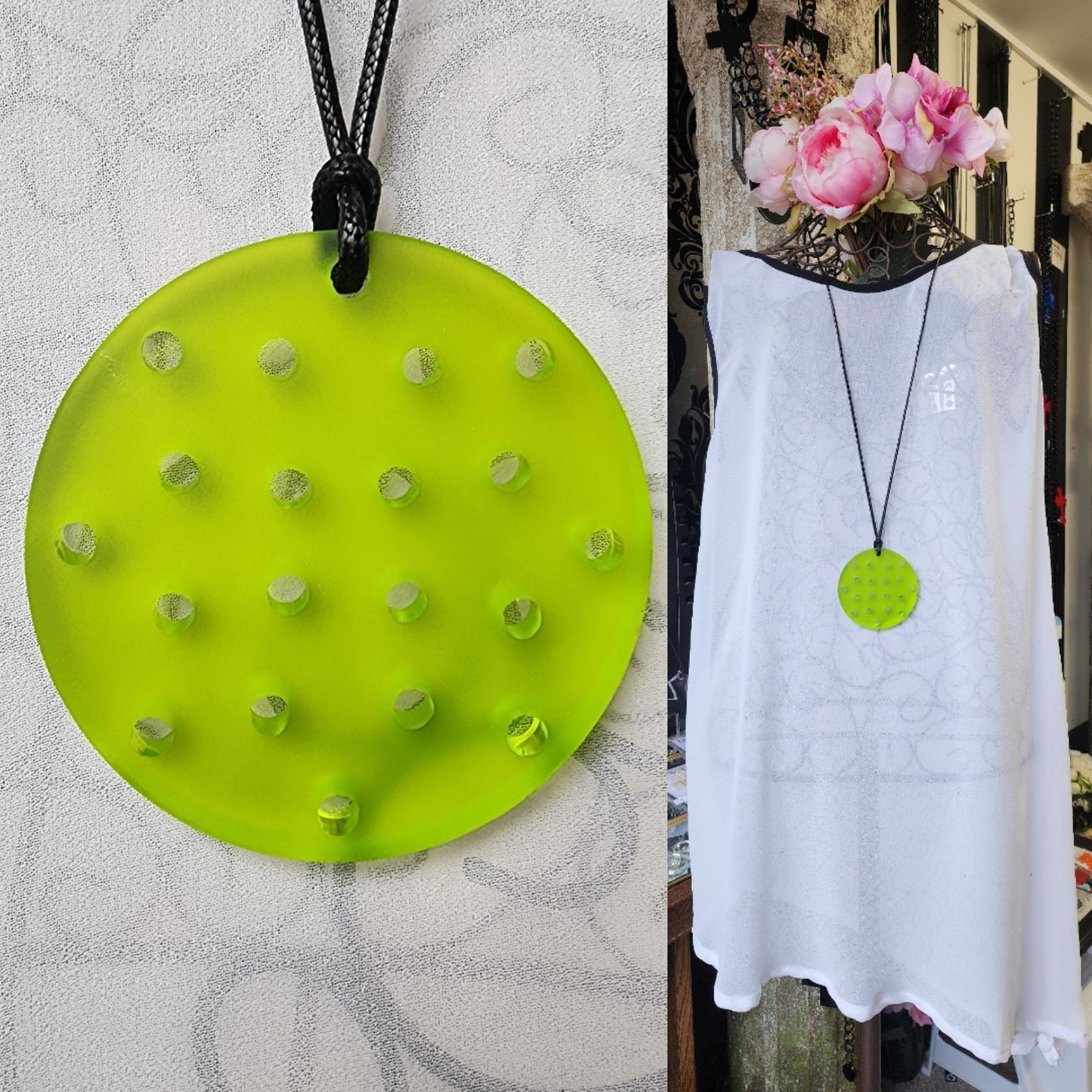 Circle Statement Necklace with Spots