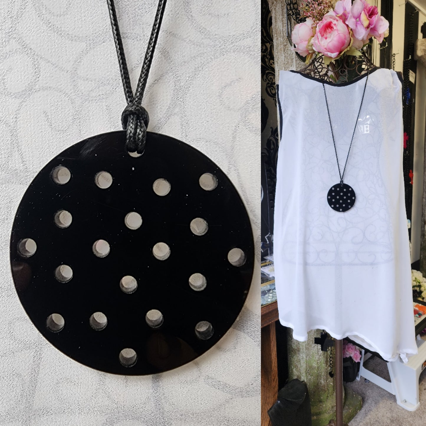 Circle Statement Necklace with Spots