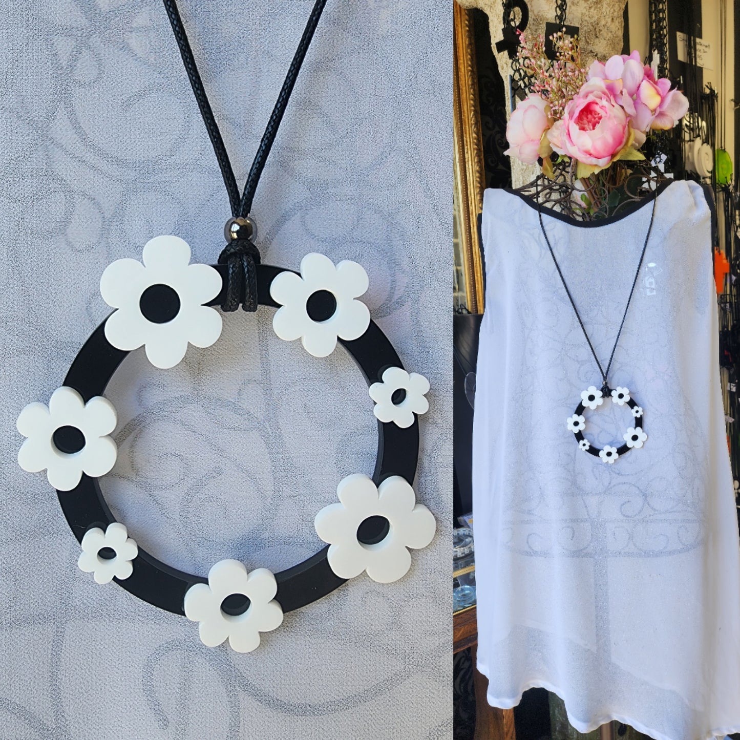 Flora Circle Hollow Statement Necklace