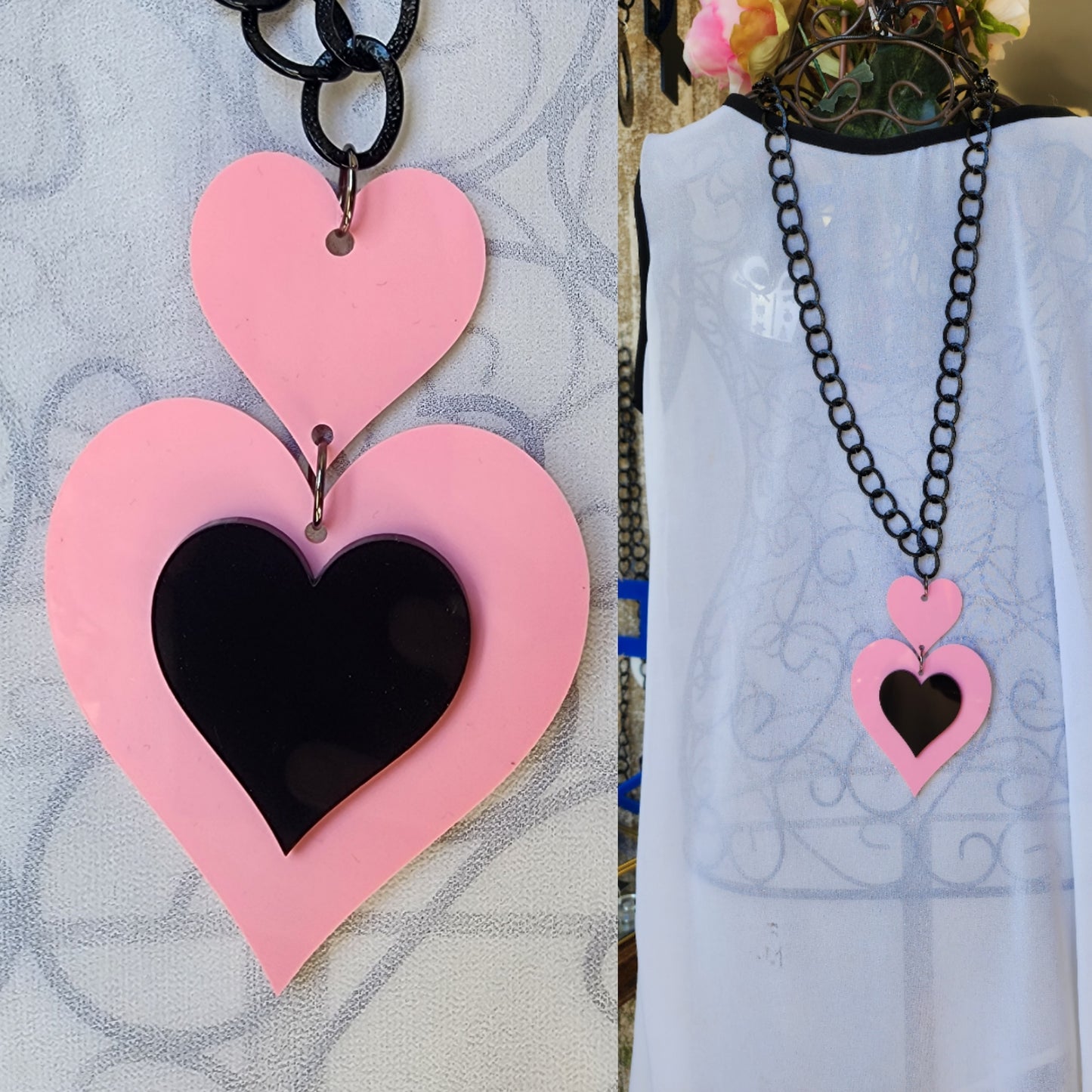 Chained Hearty Heart 3 piece Statement Necklace